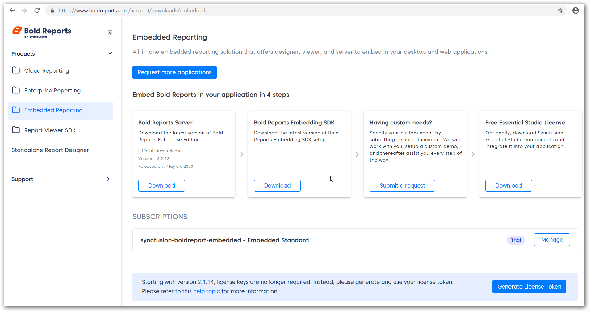 Embedded Reporting Tools download page