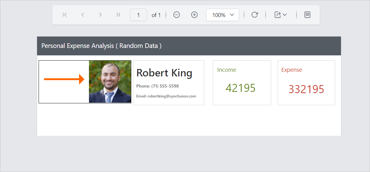 Preview of image aligned based on the property value in the image rectangle in Report Viewer