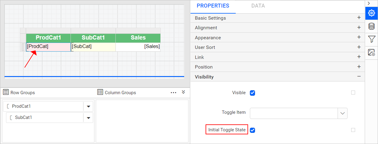 Hide group visibility on preview