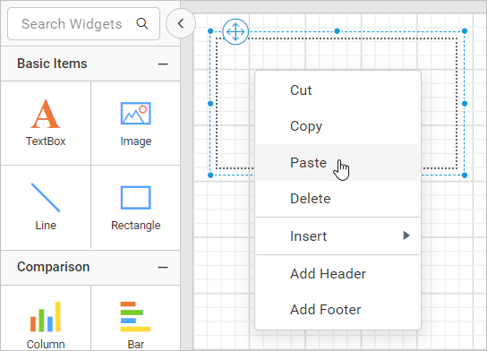 Paste in rectangle