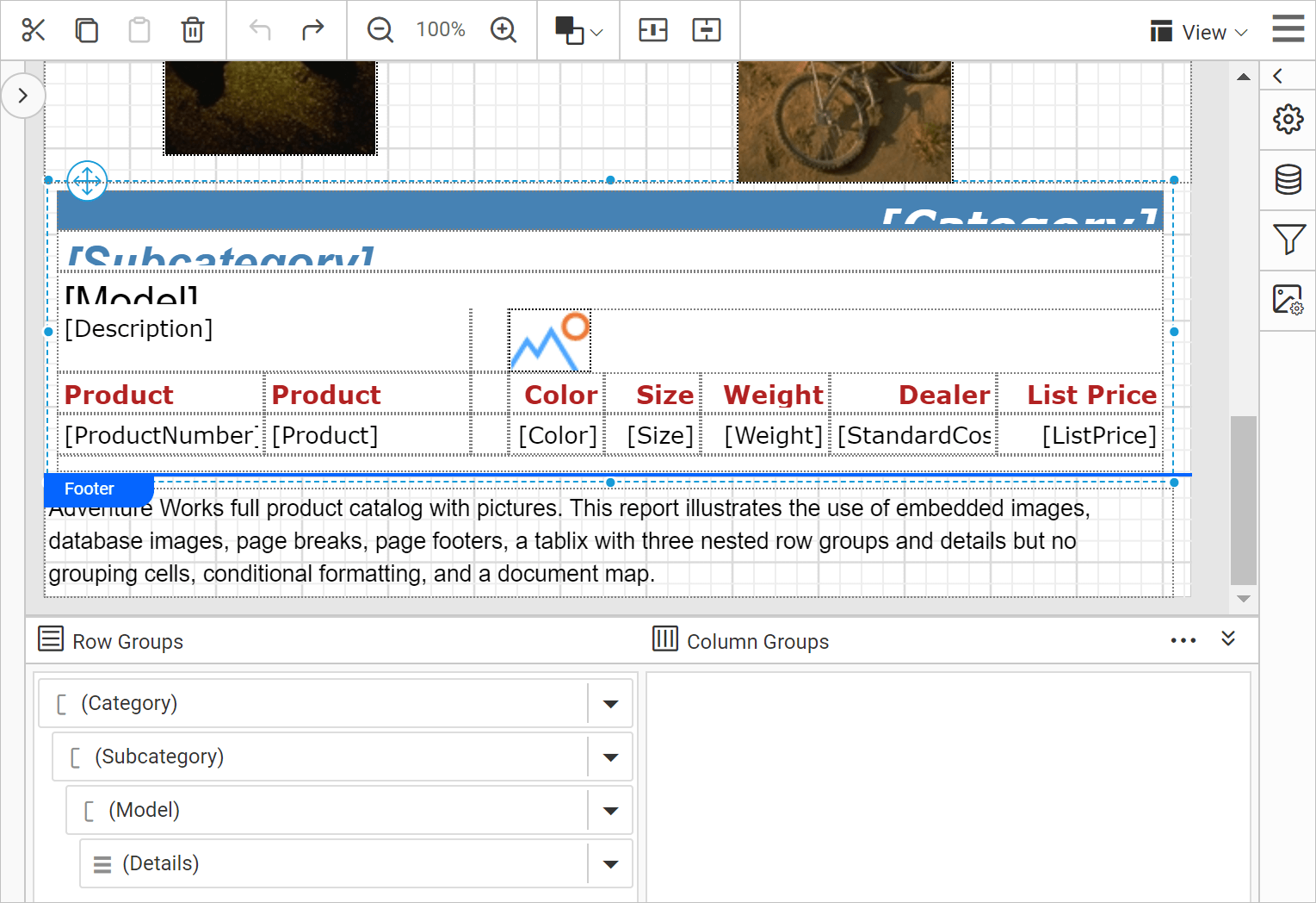 Tablix report