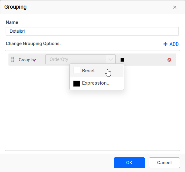 Select reset expression