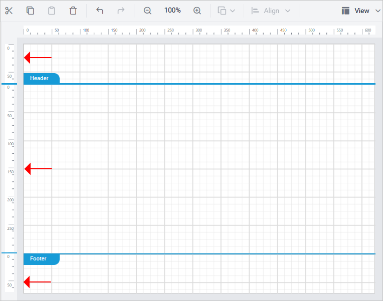 Separate vertical rulers for each section