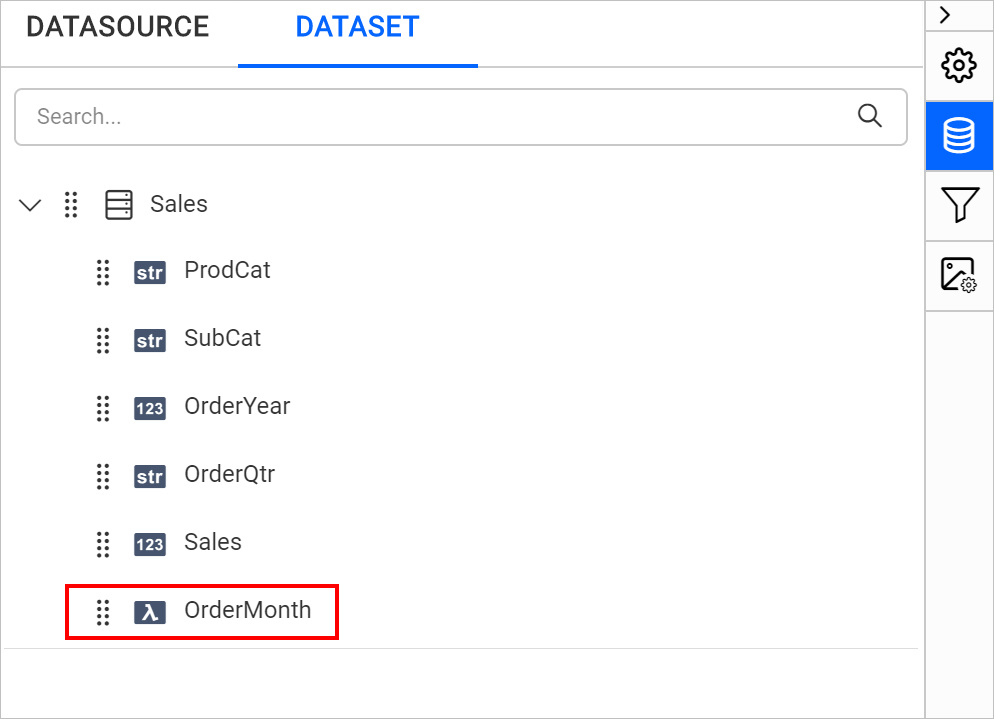 Field updated under dataset