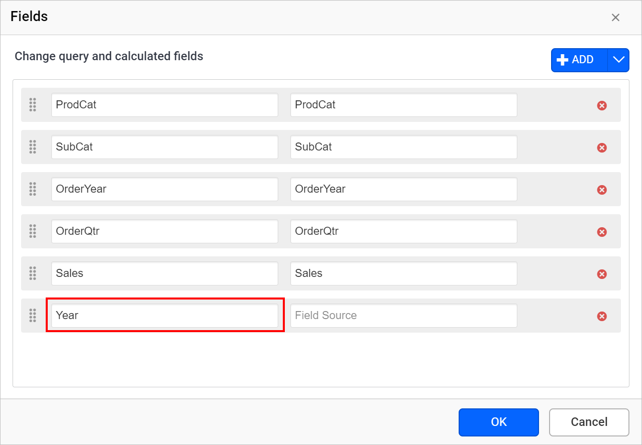 query field name