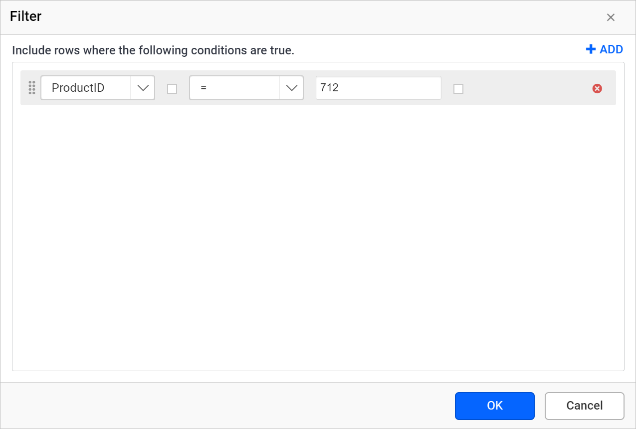 Filter equation for product id field