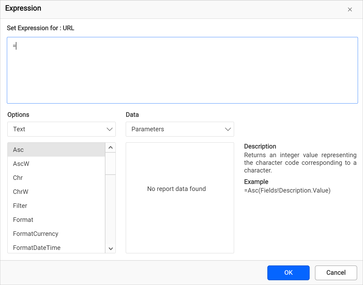 Open expression dialog