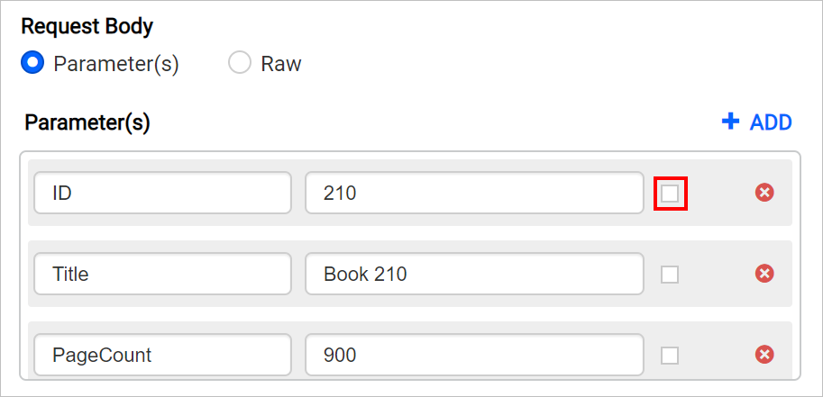 Expression for parameters