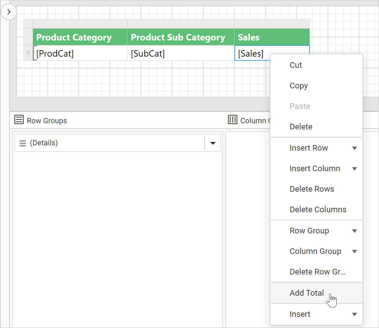 Enable grouping panel