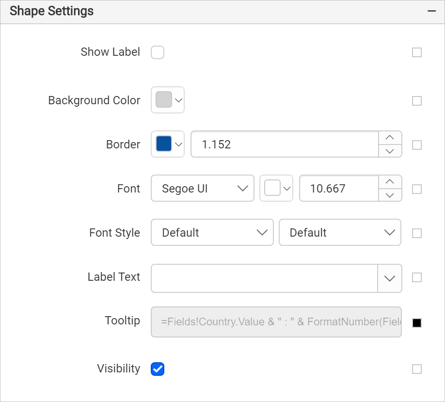 Shape settings