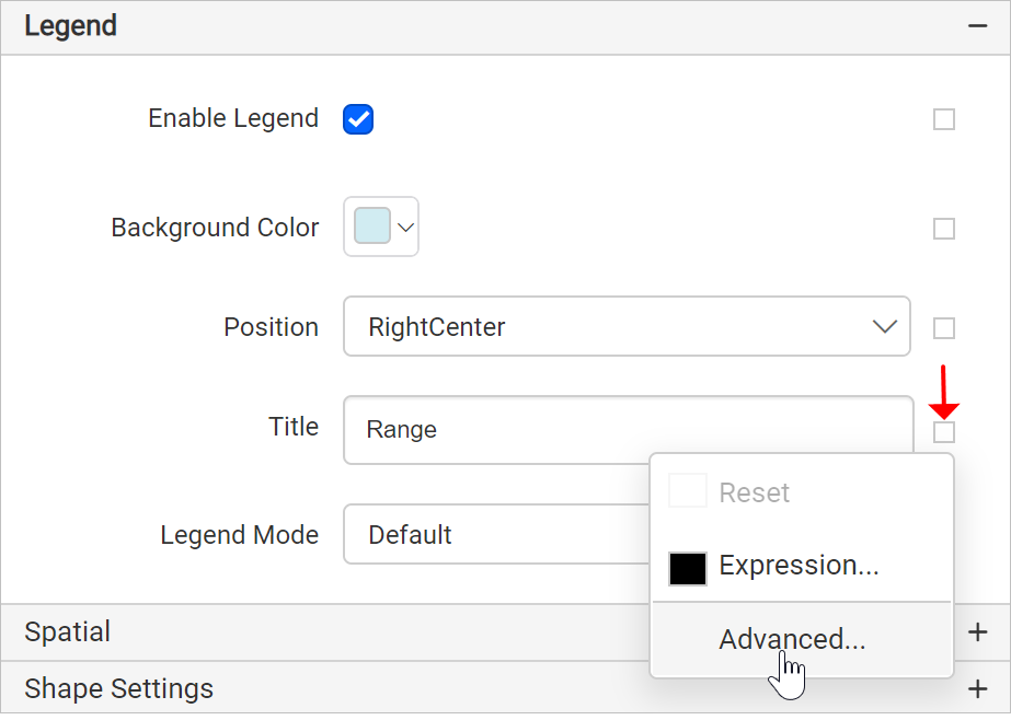 Legend advanced menu