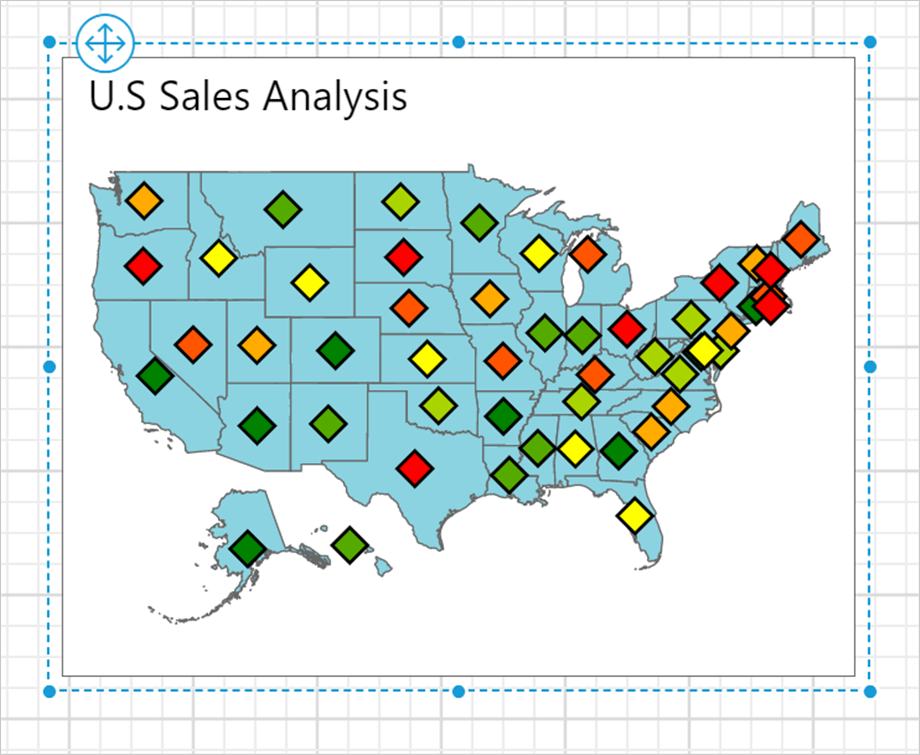 Designing map by using marker color range rule
