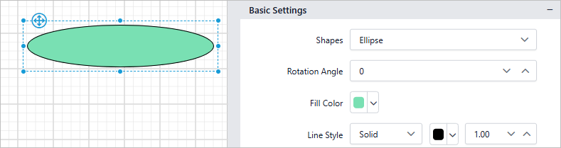 Configure the properties for shape report item