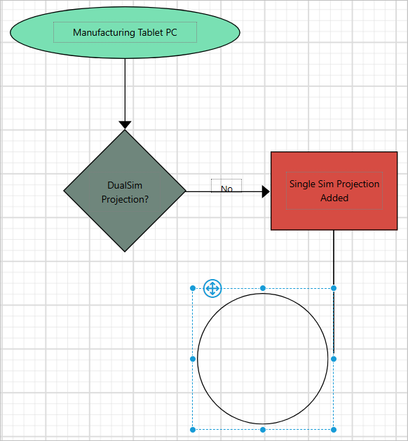 Drag and drop shape report item into design area