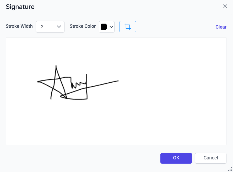 Draw signature in dialog