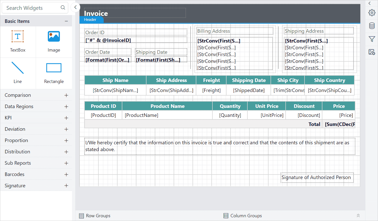 Open the invoice report