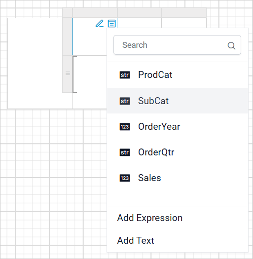 Tablix listed in item panel