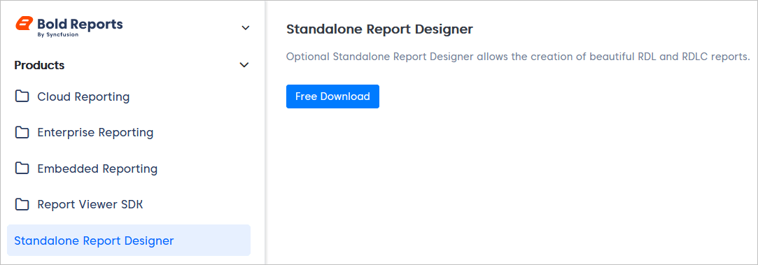 Product download page