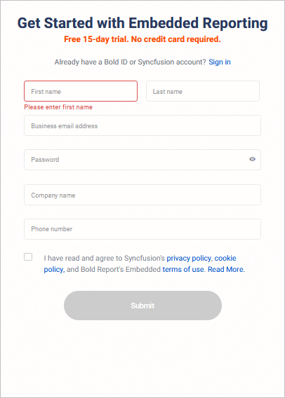 Account login page