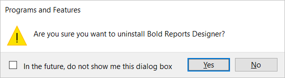Uninstallation of Standalone Report Designer